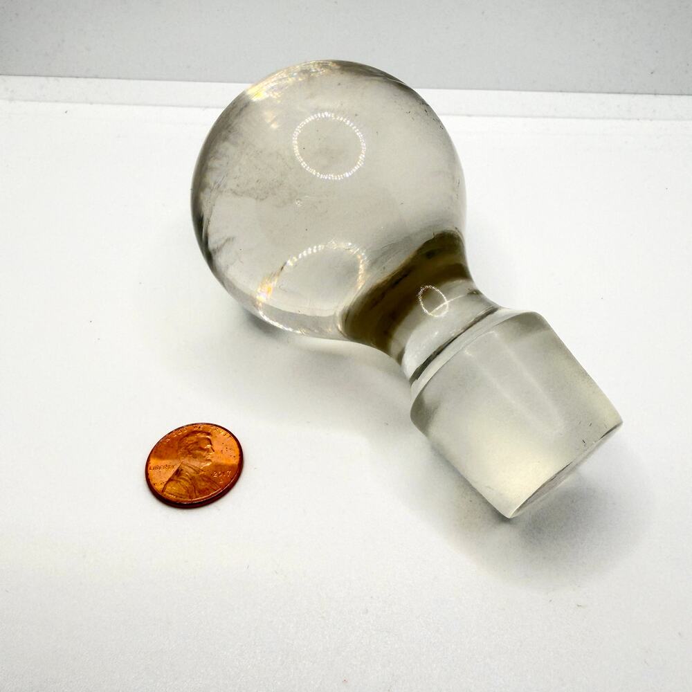 Vintage Midcentury Clear Hand Blown Glass Large Ball Decanter Stopper
